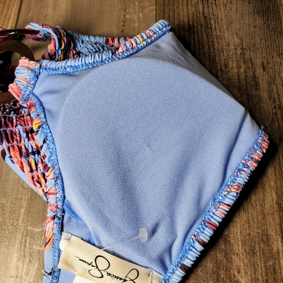 NWT Jessica Simpson Lilac Tropical Floral High Waisted Smocked Bikini Set Medium - Picture 11 of 16